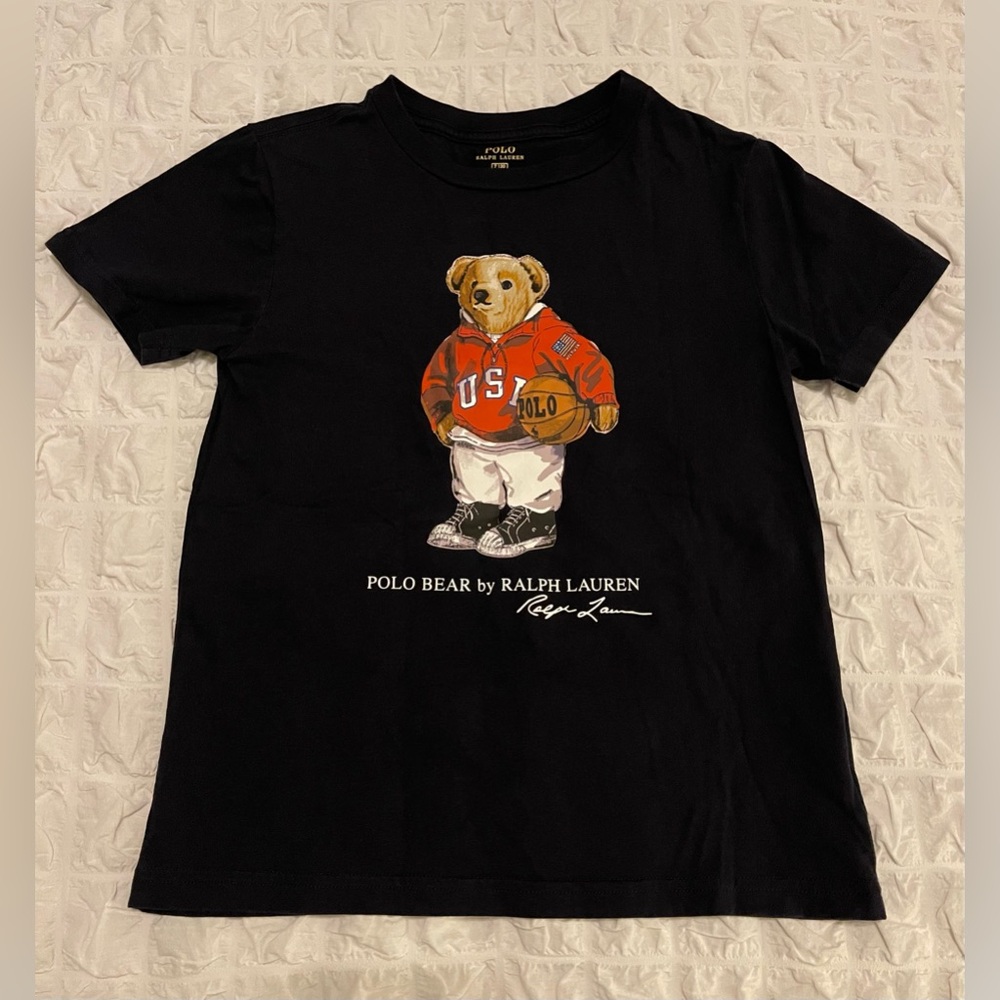 Polo by Ralph Lauren Boys Navy Blue Polo Bear USA T-shirt Sz. 7 - Picture 4 of 8
